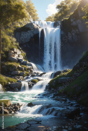 waterfall in the mountains