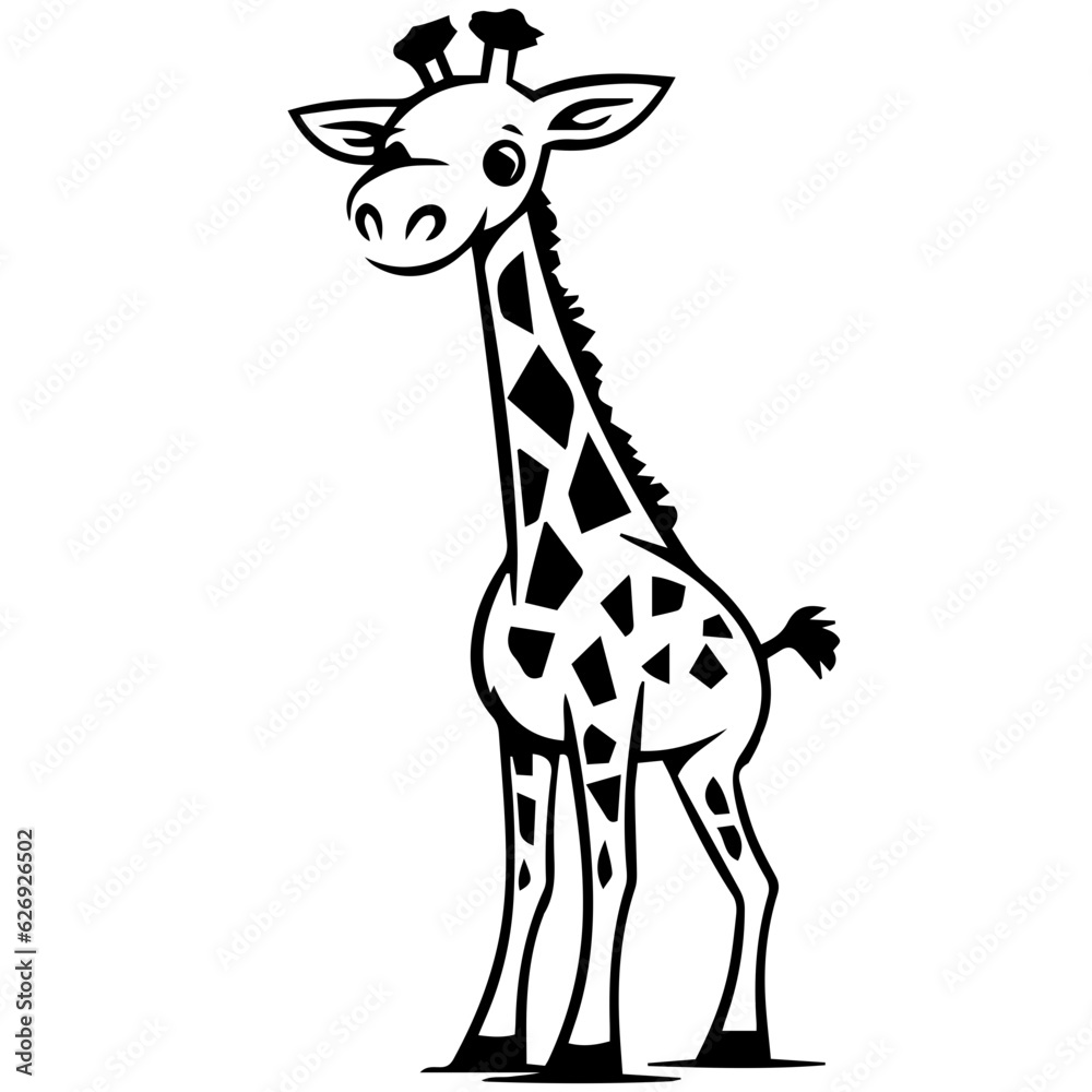Fototapeta premium Giraffe, coloring book for kids, vector illustration