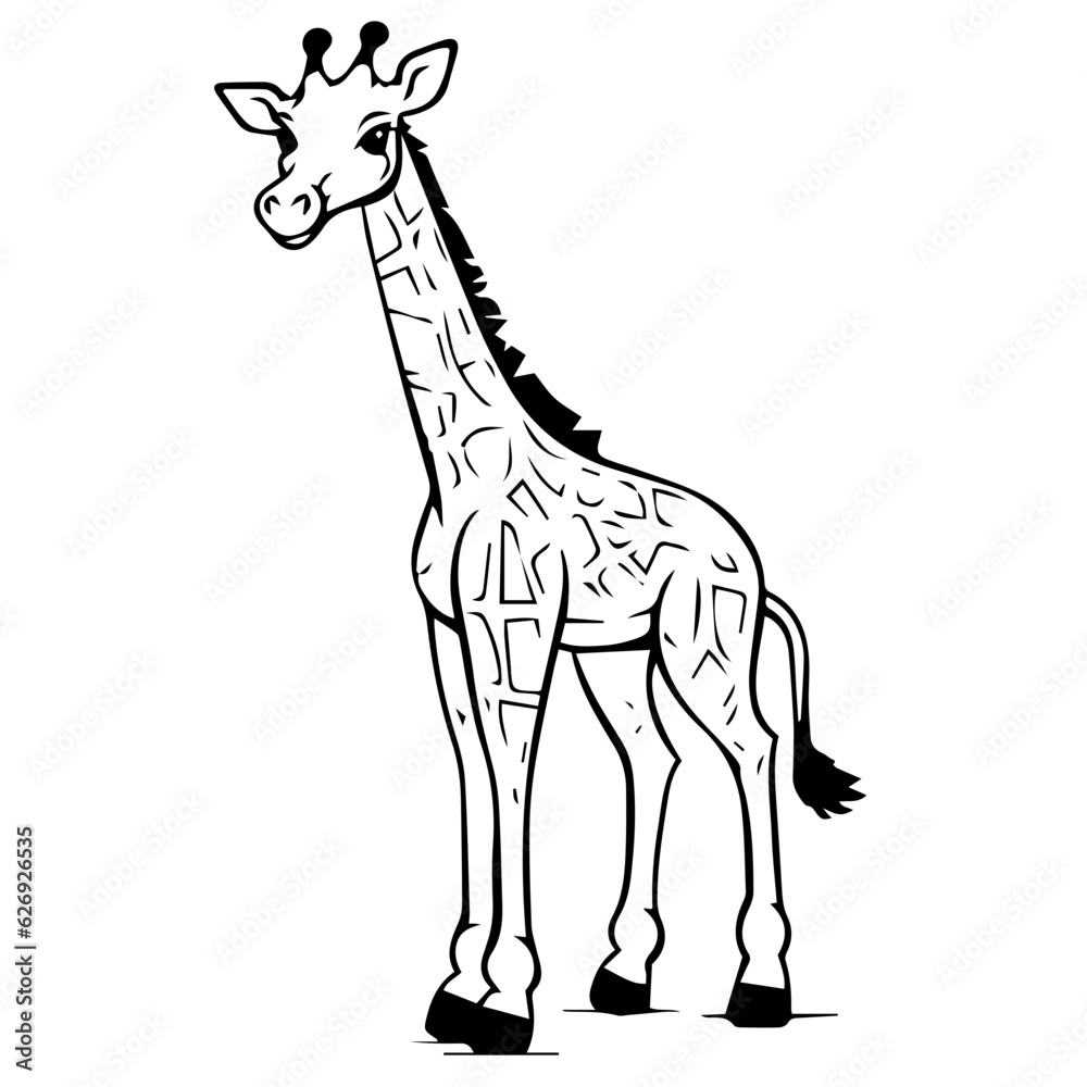 Fototapeta premium Giraffe, coloring book for kids, vector illustration