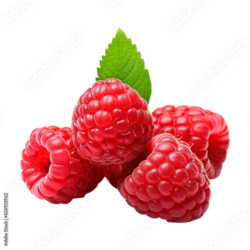 raspberries isolated on white background created with Generative AI
