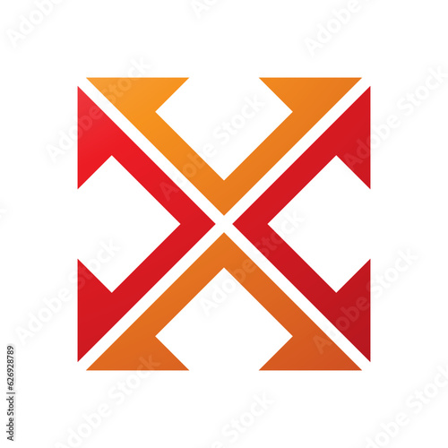 Free Download Orange and Red Arrow Square Shaped Letter X Icon - GFXLoad
