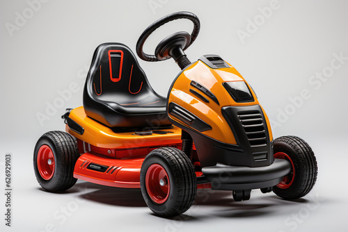 Children's go-cart isolated on a white background symbolizing speed, fun and the joy of driving, generative ai
