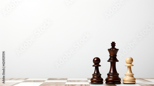 Chess Game use strategies to rules the board, Decision Making match, chess piece Isolated on White Background, AI Generated