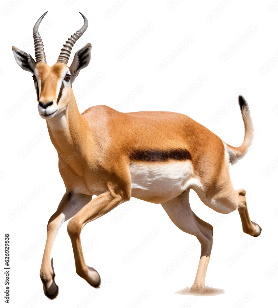 Antelope isolated on the transparent background PNG. AI generative. Antelope isolated on the transparent background PNG. AI generative.