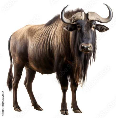 Wildebeest isolated on the transparent background PNG. AI generative.