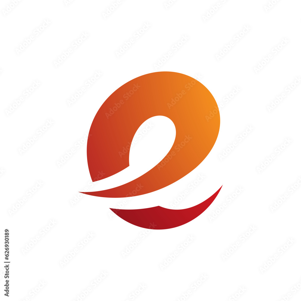 Orange and Red Lowercase Letter E Icon with Soft Spiky Curves Orange and Red Lowercase Letter E Icon with Soft Spiky Curves