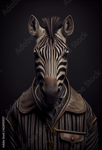 Zebra portrait. Generative ai.