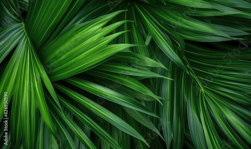 Palm leaves textured wallpaper. Creative abstract surface banner. For postcard  book illustration  card. Created with generative AI tools