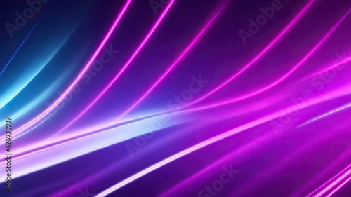 Abstract futuristic background with pink  blue and yellow glowing neon  spiral lines and bokeh