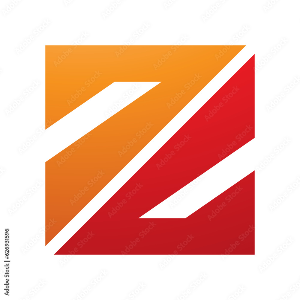 Orange and Red Triangular Square Shaped Letter Z Icon Orange and Red Triangular Square Shaped Letter Z Icon