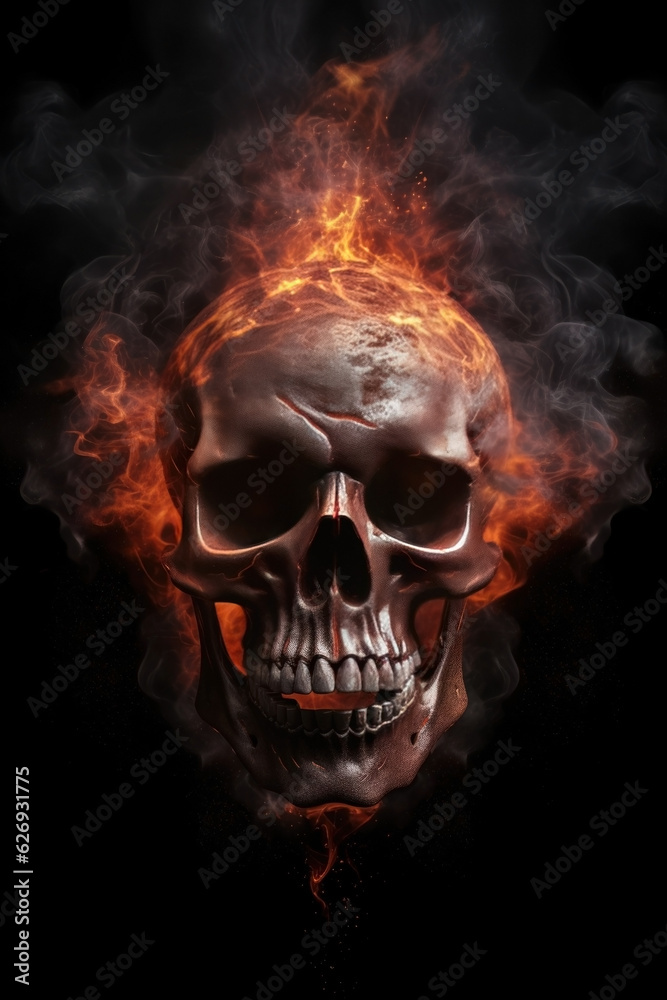 skull on fire. burning skull. skull on fire. burning skull.
