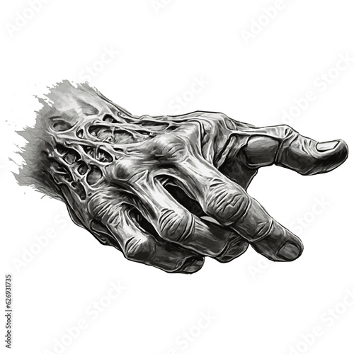 Hands of a man in the form of a monster. Halloween vector illustration.