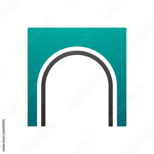 Persian Green and Black Arch Shaped Letter N Icon
