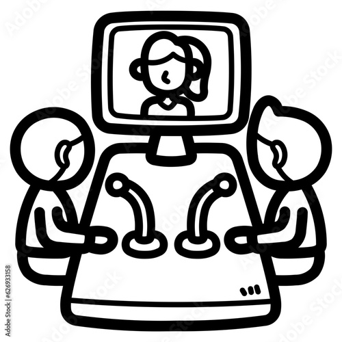 video conference line icon style