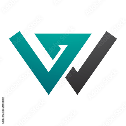 Free Download Persian Green and Black Letter W Icon with Intersecting Lines - GFXLoad