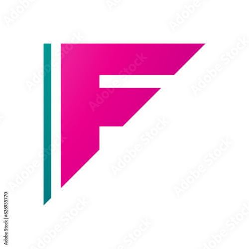 Persian Green and Magenta Triangular Letter F Icon