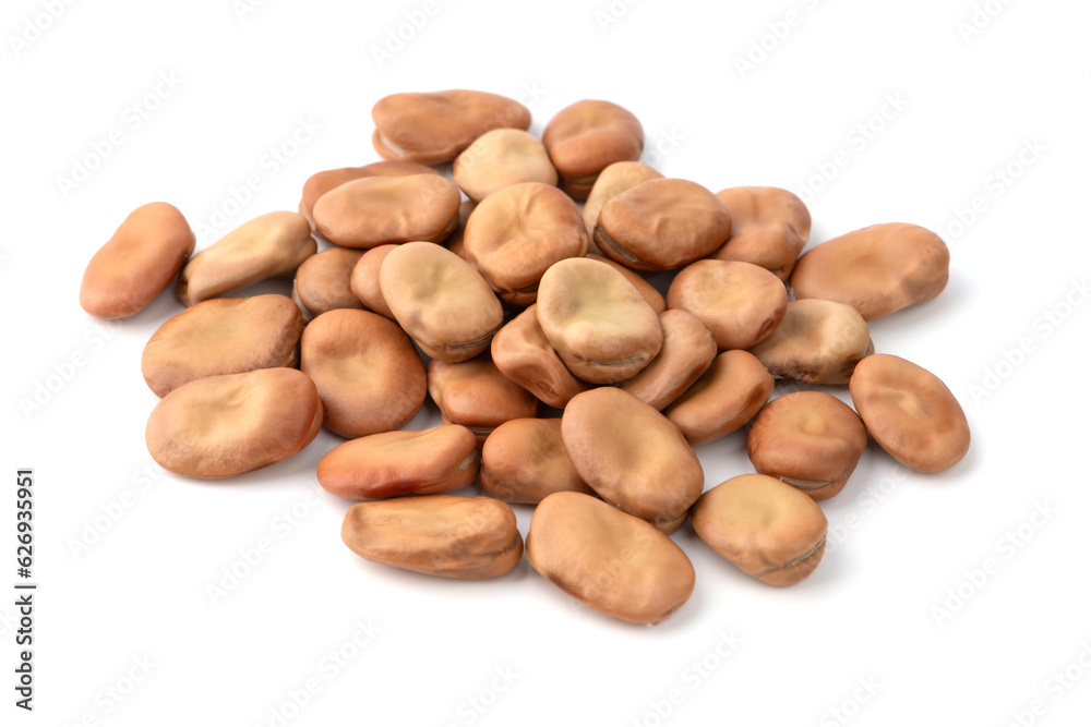 dried broad beans on white background dried broad beans on white background