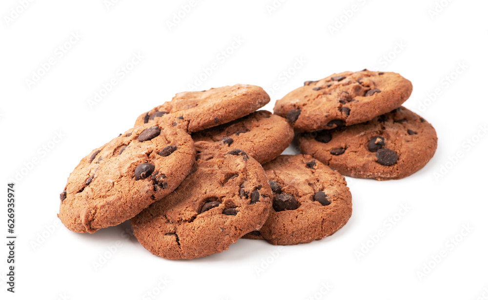 Chocolate chip cookie isolated on white background Chocolate chip cookie isolated on white background