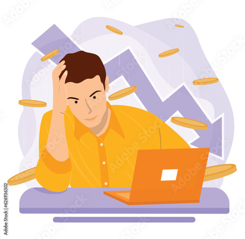 Flat Vector business failure stress concept illustration
