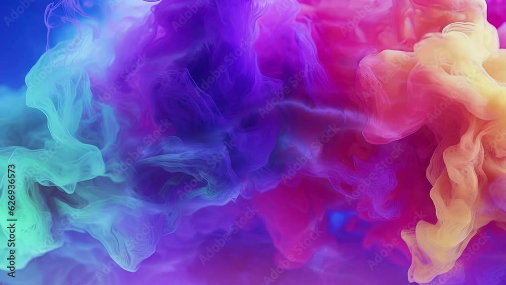 Digital abstract motion background design. Colorful smoke explosion in black background. HD video animation 4K