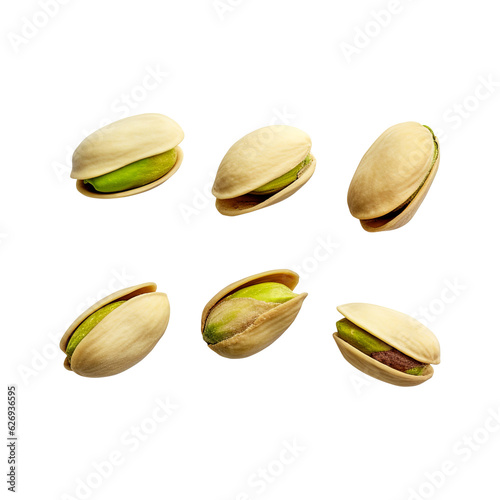 pistachio nuts isolated on white created with Generative AI