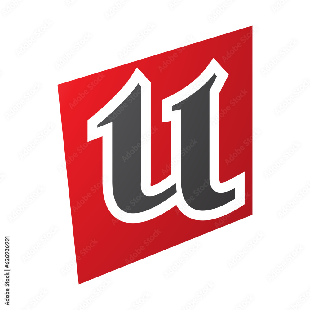 Red and Black Distorted Square Shaped Letter U Icon