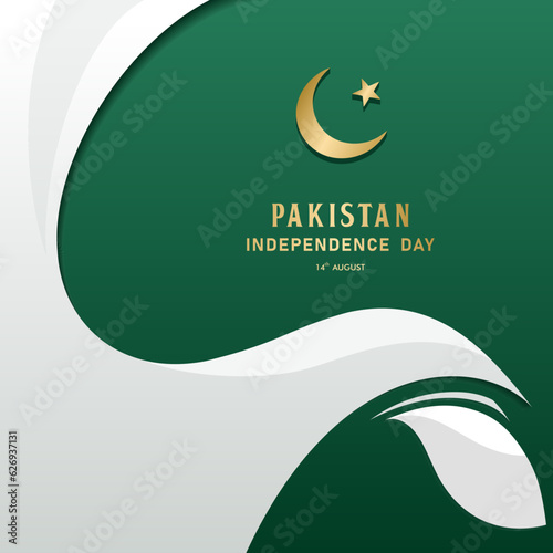 Happy Independence Day Republic Of Pakistan, 14 august. greeting card with white and green colors design
