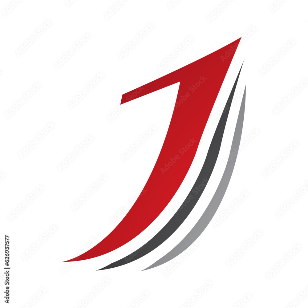 Red and Black Layered Letter J Icon Red and Black Layered Letter J Icon