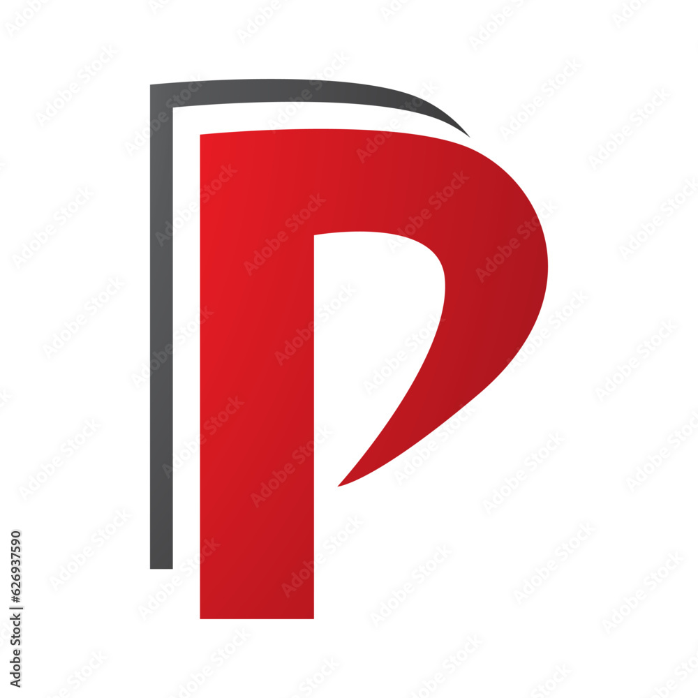 Red and Black Layered Letter P Icon