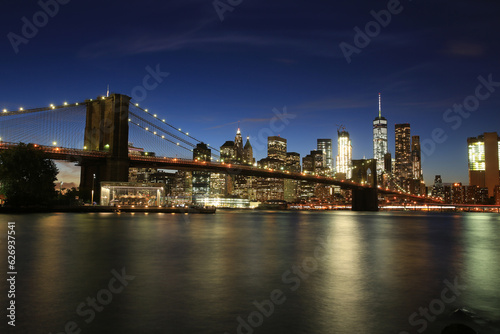 Dumbo waterfront view at new york between Manhattan bridge and Brooklyn bridge
