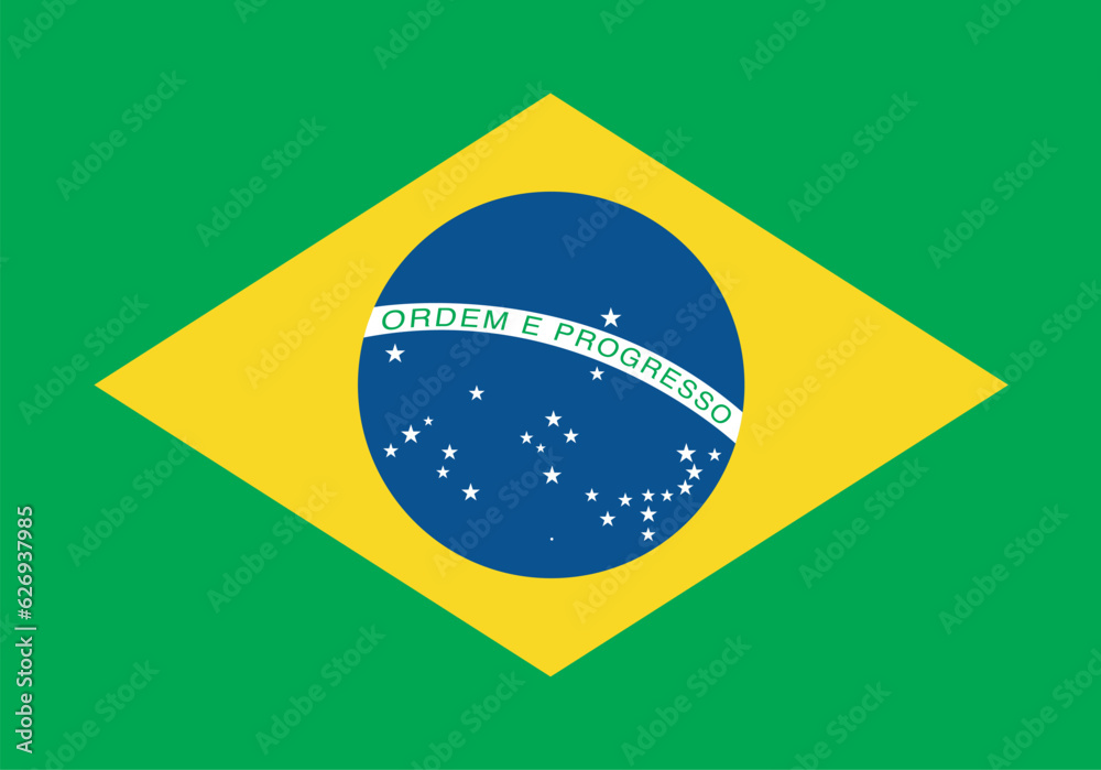 Fototapeta premium Brazil Flag Vector with Original Colours and Proportions. Vector Illustration. Brazil Independence Day.