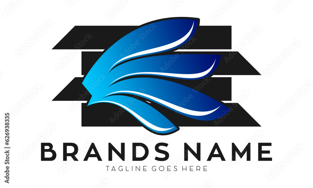 Elegant blue wings illustration vector logo Elegant blue wings illustration vector logo