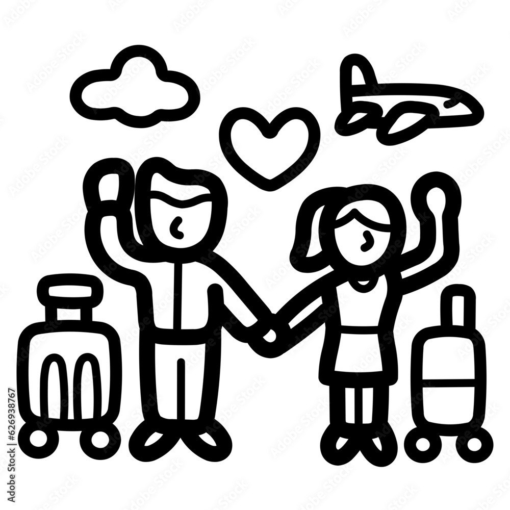 honey moon line icon style honey moon line icon style