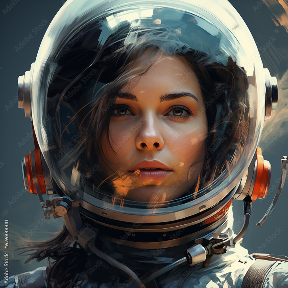 Astronaut woman. Generative AI.