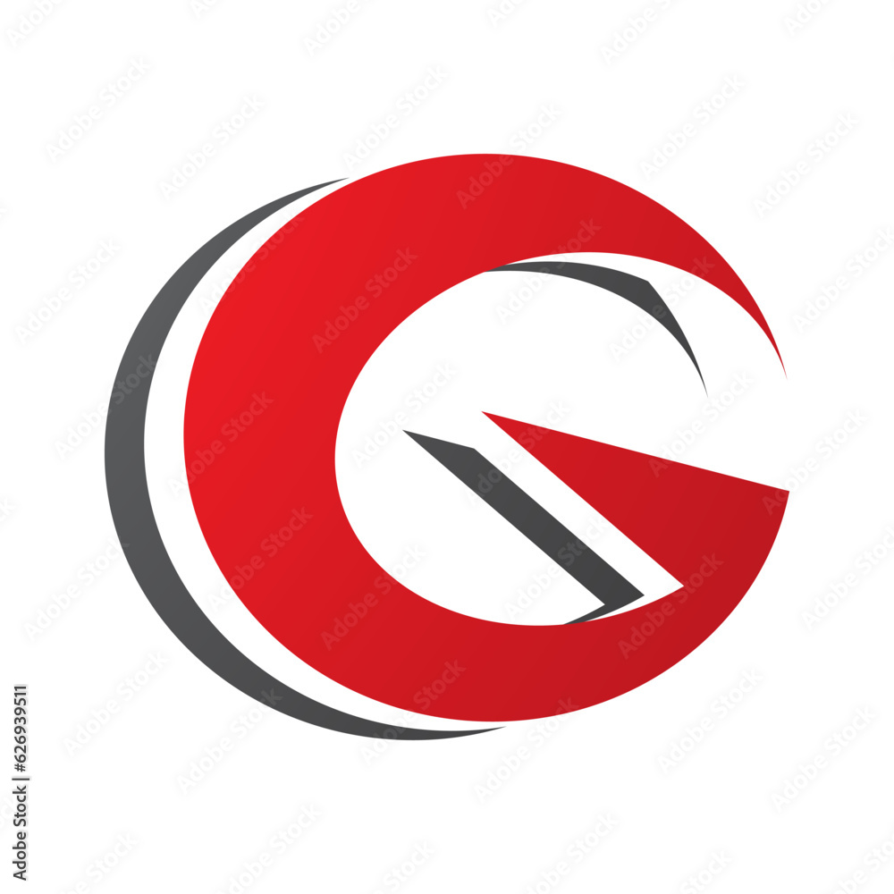 Red and Black Round Layered Letter G Icon