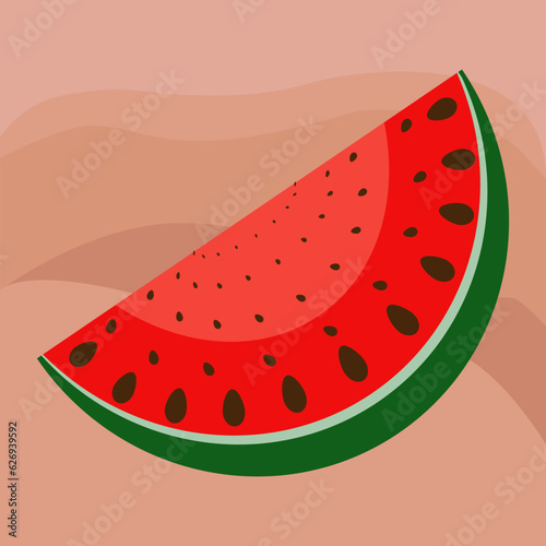 watermelon, a piece of watermelon with bones, sweet and delicious