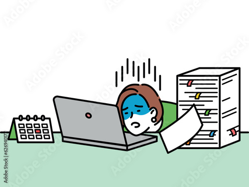 An office worker who is overworked and tired of sitting at his desk.