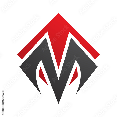 Red and Black Square Diamond Shaped Letter M Icon