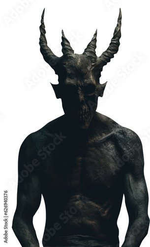 devil with curly goat like horns. transparent PNG photo