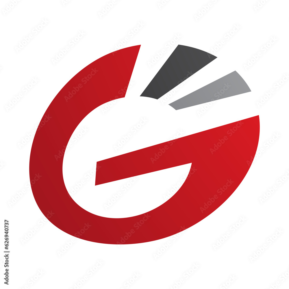 Red and Black Striped Oval Letter G Icon Red and Black Striped Oval Letter G Icon