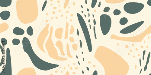 Abstract minimal organic shapes pattern. Collage contemporary print. Fashionable template for design