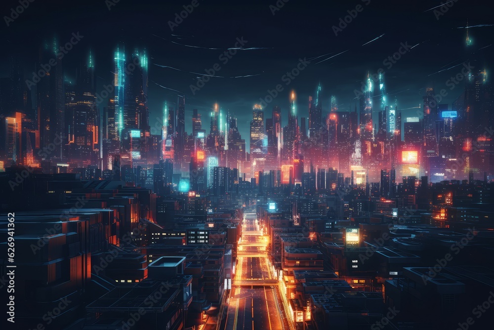 City night lights. Generate Ai