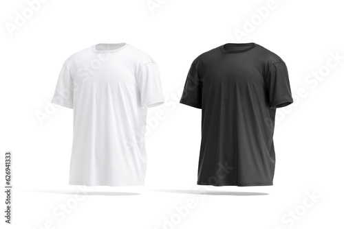 Blank black and white oversize t-shirt mockup, side view