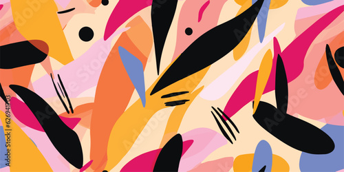 Colorful abstract illustration pattern. Creative collage contemporary seamless pattern. Fashionable template for design