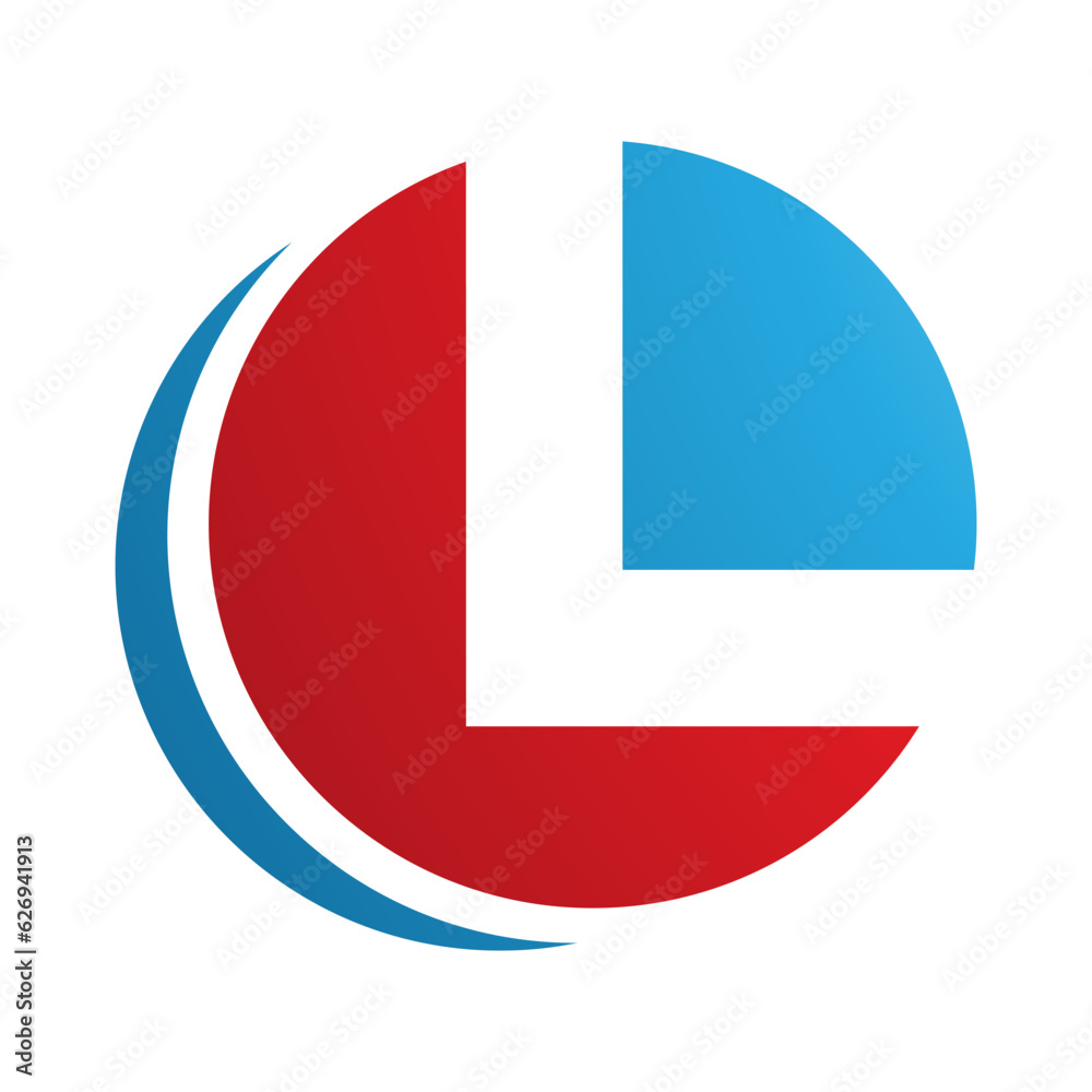 Red and Blue Circle Shaped Letter L Icon Red and Blue Circle Shaped Letter L Icon