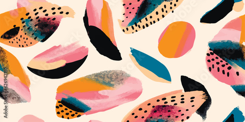 Hand drawn contemporary abstract print. Creative collage seamless pattern. Fashionable template for design