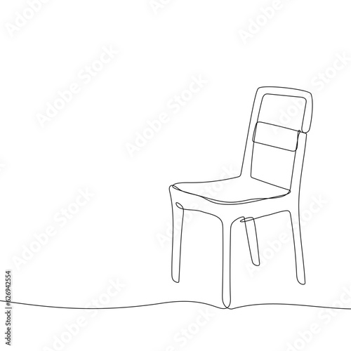 Chair icon hand drawn with single one continuous line. Isolated vector illustration. Editable stroke