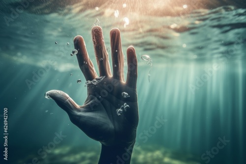 Drowning hand. Generate Ai