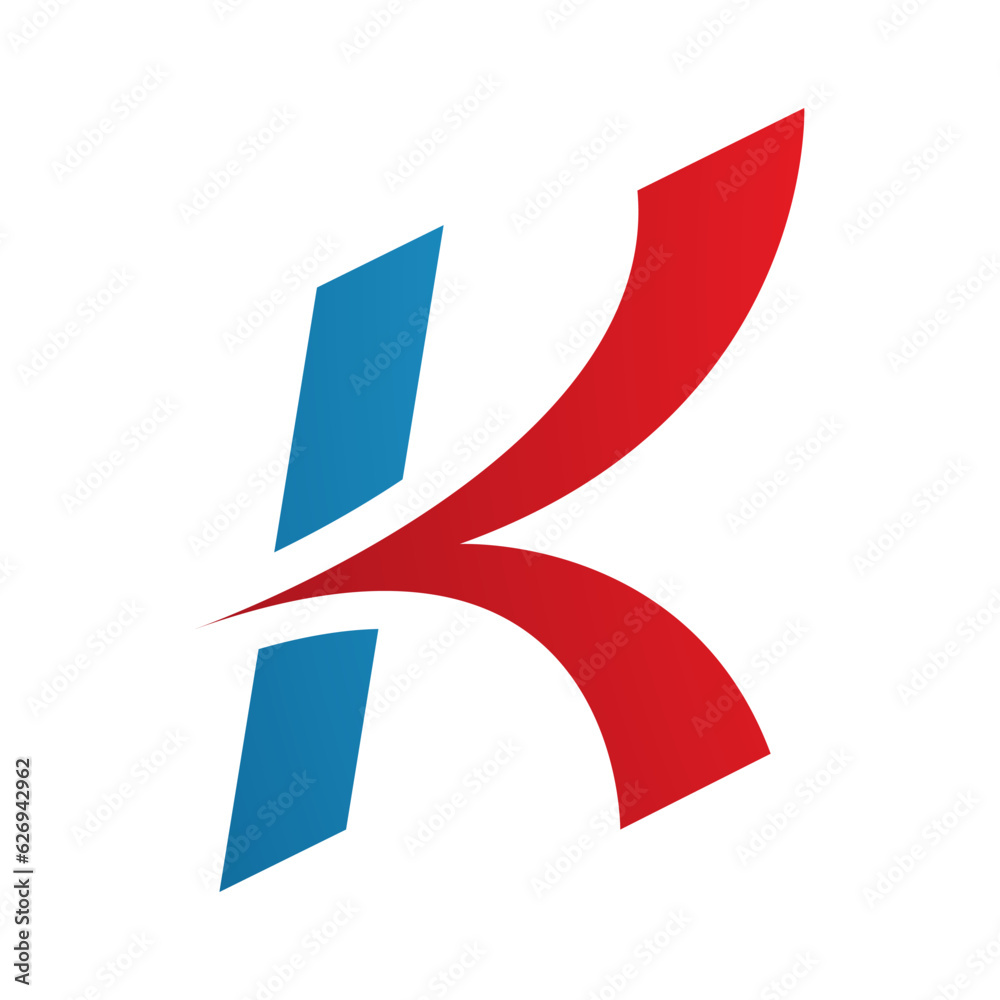Red and Blue Italic Arrow Shaped Letter K Icon Red and Blue Italic Arrow Shaped Letter K Icon