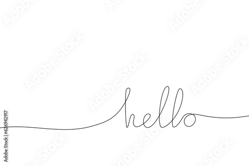 Vector handwriting word hello. Hand drawn one continuous line.